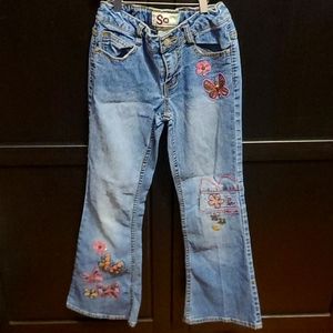 Girls Jeans with Embroidered Designs